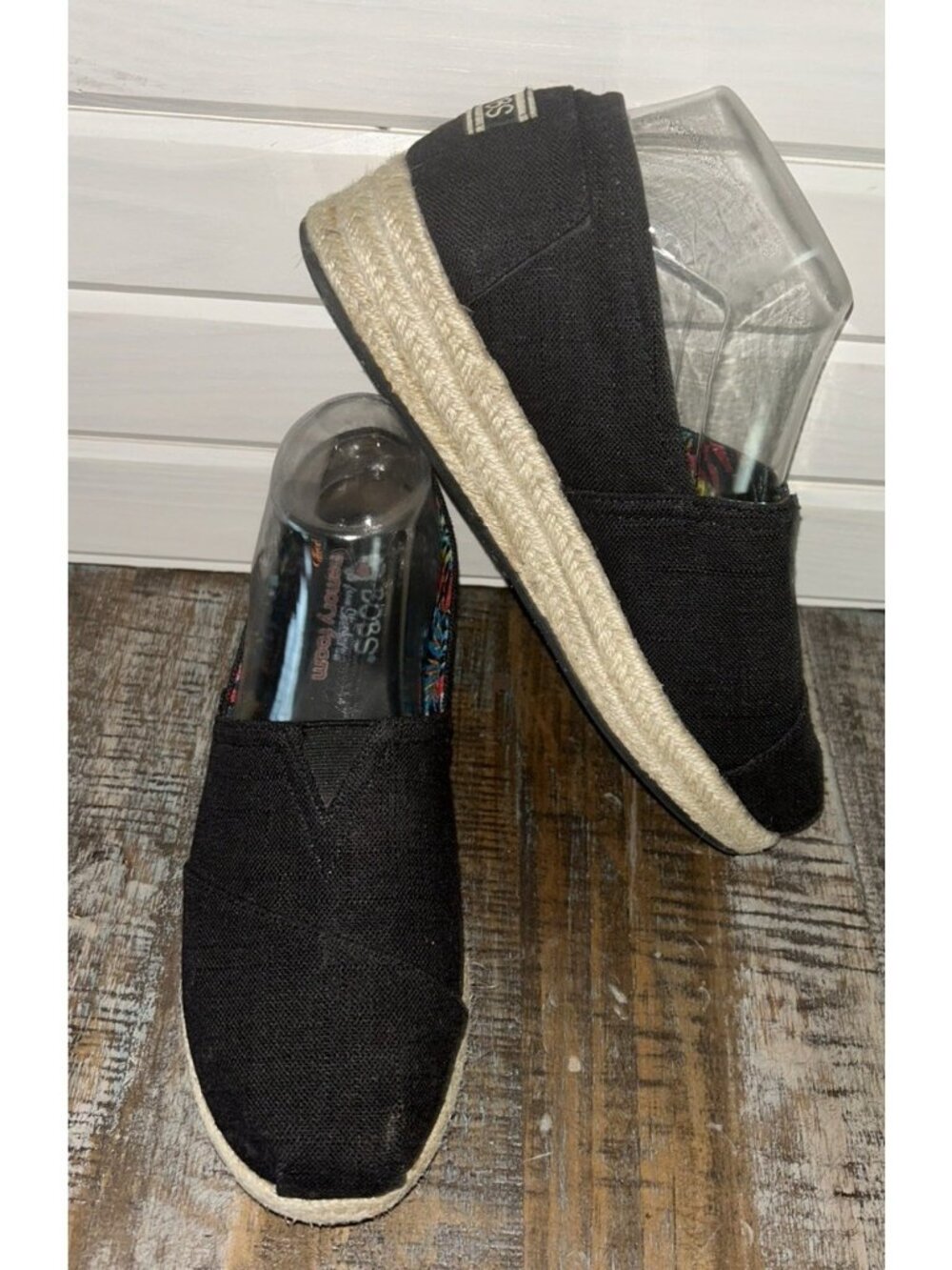 Bobs By Skechers Sz 8 High Jinx Espadrilles Women's Shoes Black Casual Slip On